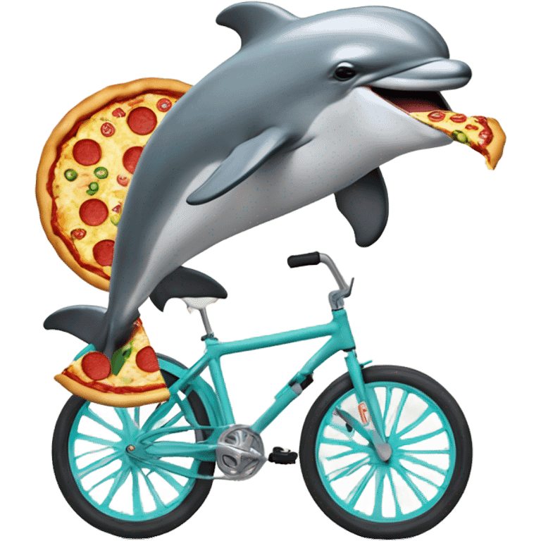 Dolphin eating pizza whilst riding a unicycle  emoji