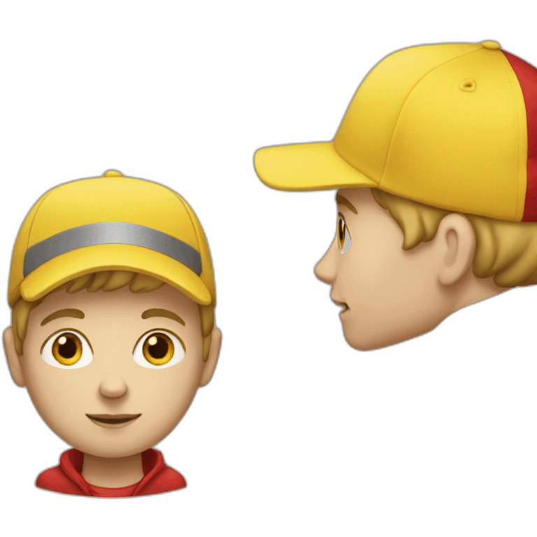 White boy wearing Yellow cap with red coat emoji