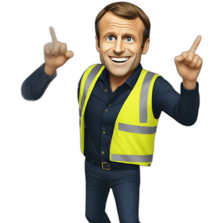 Emmanuel Macron in yellow vest midle finger dancing to yellow vest music emoji