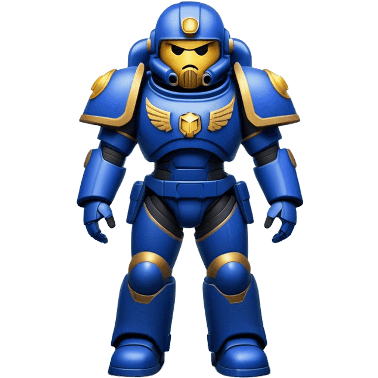 Clash of Clans aesthetic: Cinematic Playful Space Marine Hero Emoji, rendered in a 3D vector-style similar to standard emojis with minimal shading and bold, simplified shapes. A compact, heroic isometric figure clad in futuristic power armor with signature energy accents, softly glowing with a cosmic battle charm. Simplified yet unmistakably iconic, highly detailed and consistent, glowing with a soft radiant shine and high gloss. Stylized with a touch of interstellar valor and a soft glowing outline, capturing the essence of an elite space warrior with a friendly, playful manner! emoji