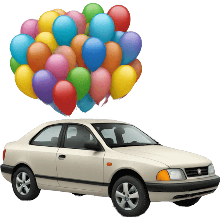 a car ad some baloon emoji