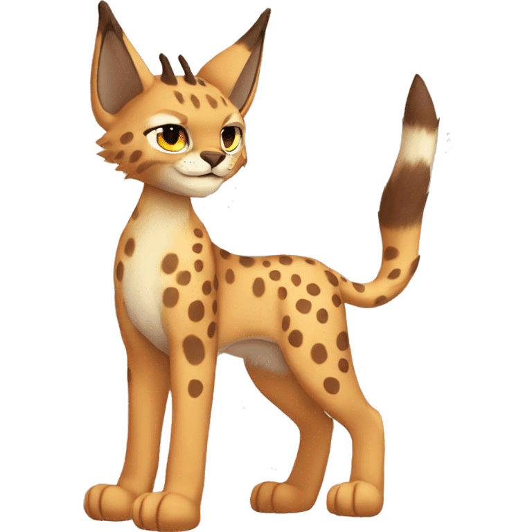 spotted Lynx-Caracal-Fakemon-hybrid with orange points and brown toes full body emoji