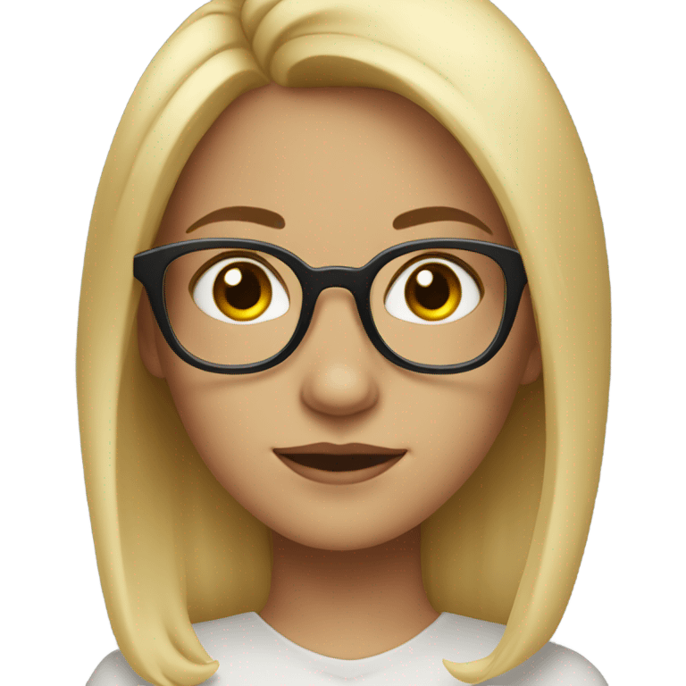 Blonde girl with glasses and an eyebrow piercing emoji