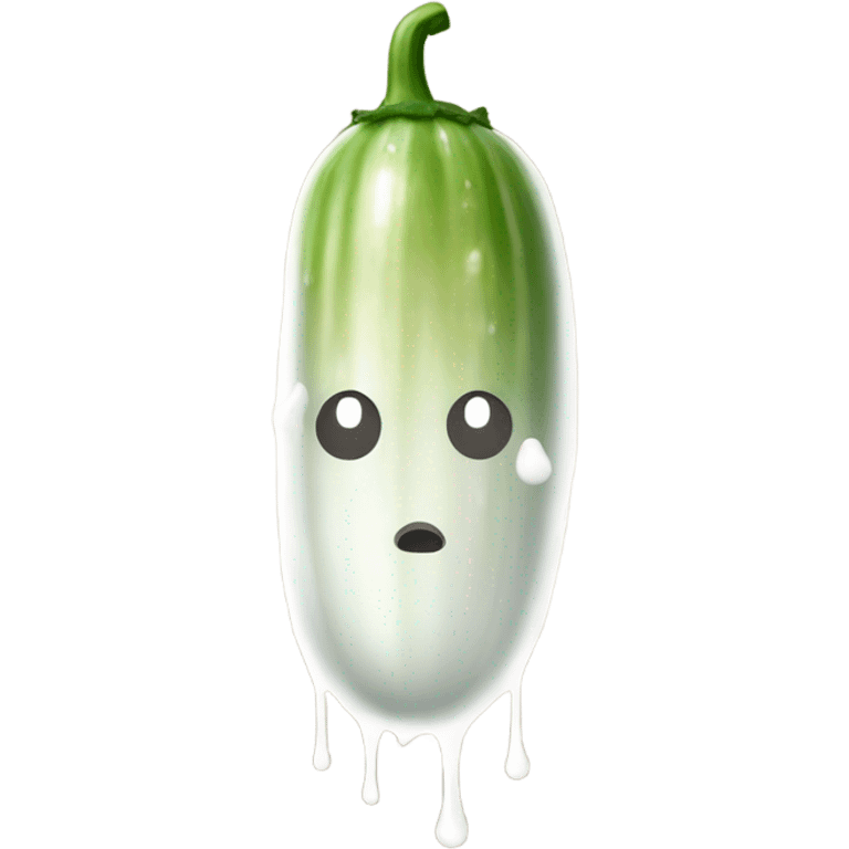 Light brown cucumber with white paint dripping  emoji