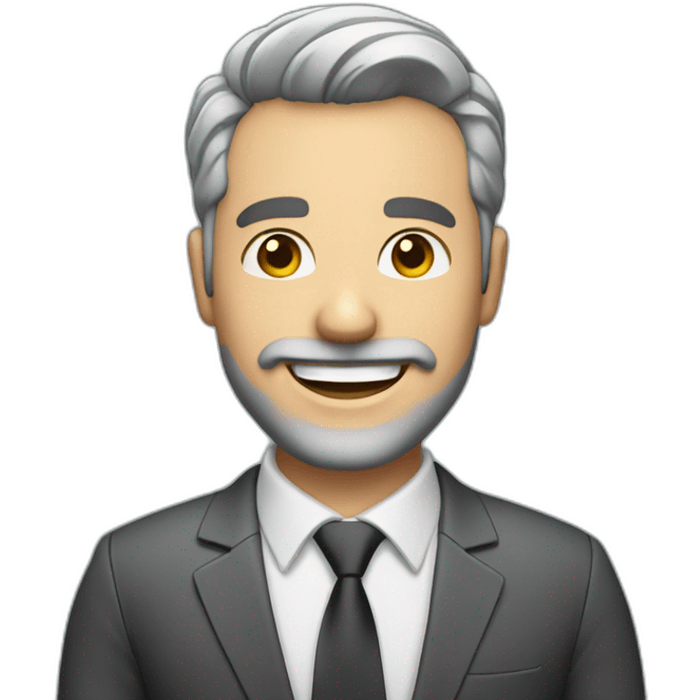 Smiling real estate agent with a gray 3 day beard and short hair emoji