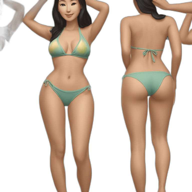 Sexy soft-fit wasian woman bikini (beach body) bed emoji