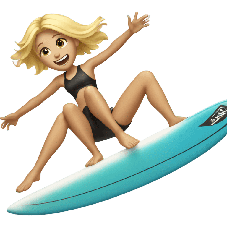 Blonde girl falling off surfboard emoji