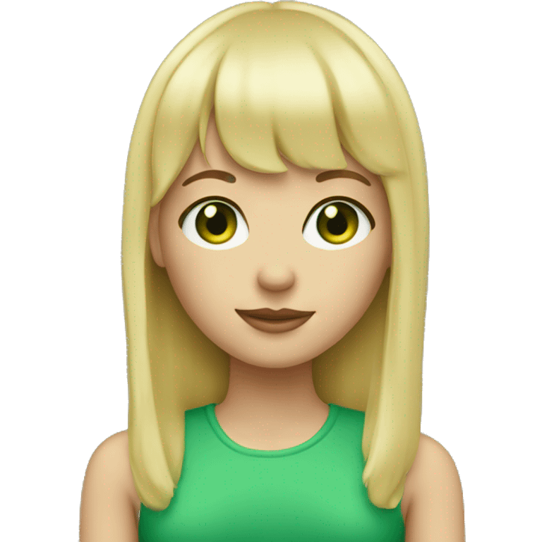 Blonde girl with green eyes and bangs emoji