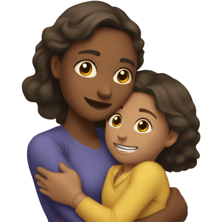 Mother huggings with a girl emoji