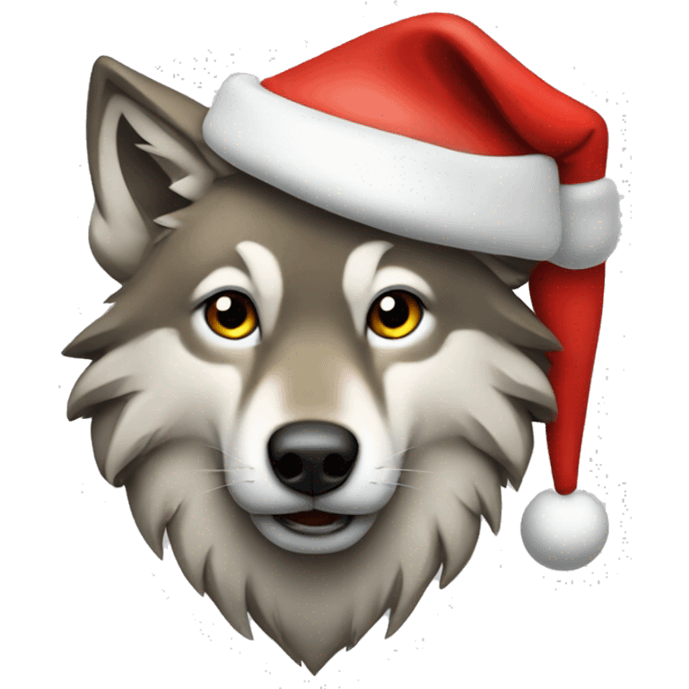 Wolf in Santa hat emoji