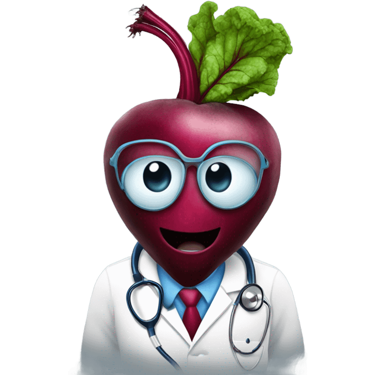 A beetroot with a stethoscope around it. emoji