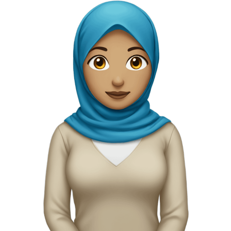 a hijabi girl with light skin and blue hijab emoji