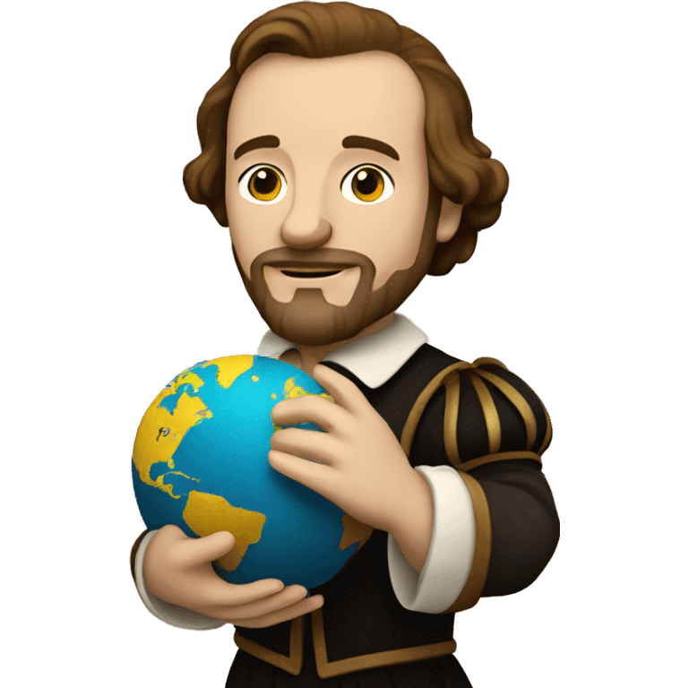 Shakespeare holds a globe in his hands emoji