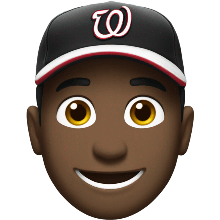 smiling male in black jacket with Washington Nationals hat emoji