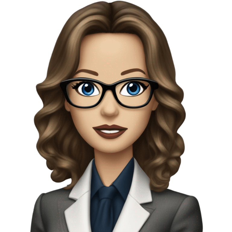 Realistic classy photo Kate Beckinsale blue eyes wearing glasses in a business meeting high fashion  emoji