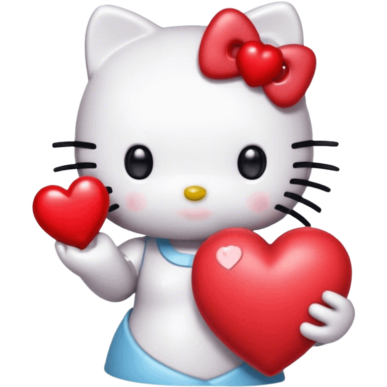 hello kitty holding heart in right hand emoji