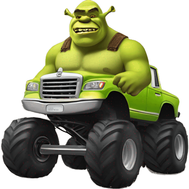 Shrek on a monster truck  emoji