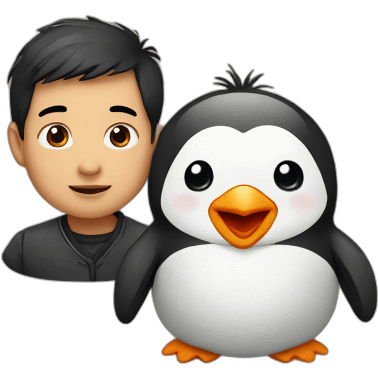 a baby penguin and an Asian man emoji