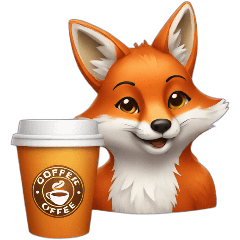 fox with a coffee emoji