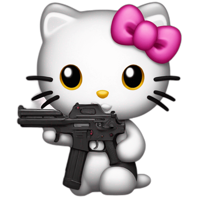 hello kitty with a gun emoji