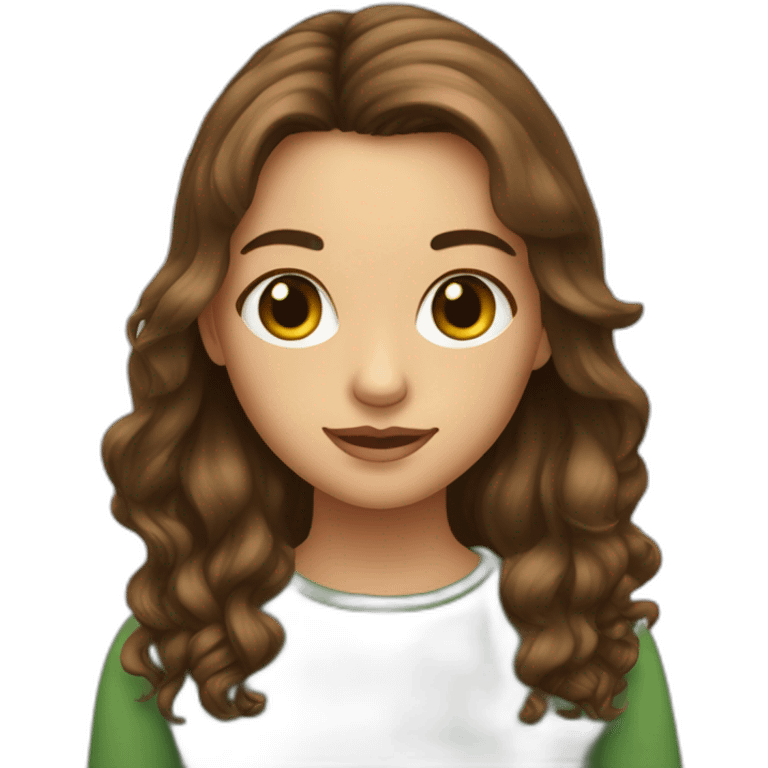 Fille au cheveux bruns et au yeux verts emoji