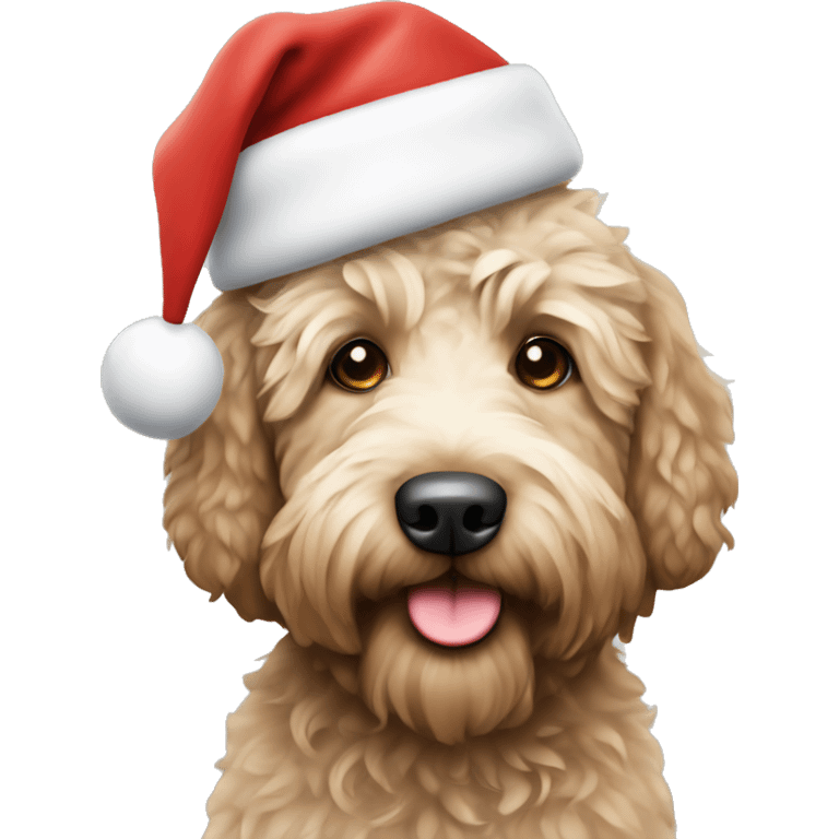 Labradoodle with christmas hat emoji