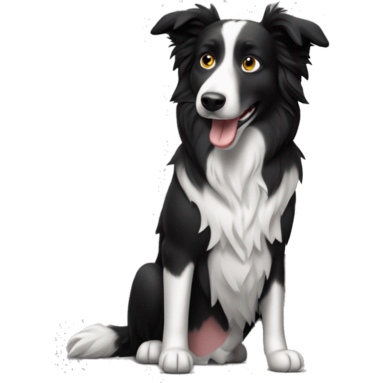 Border collie with an anvil emoji