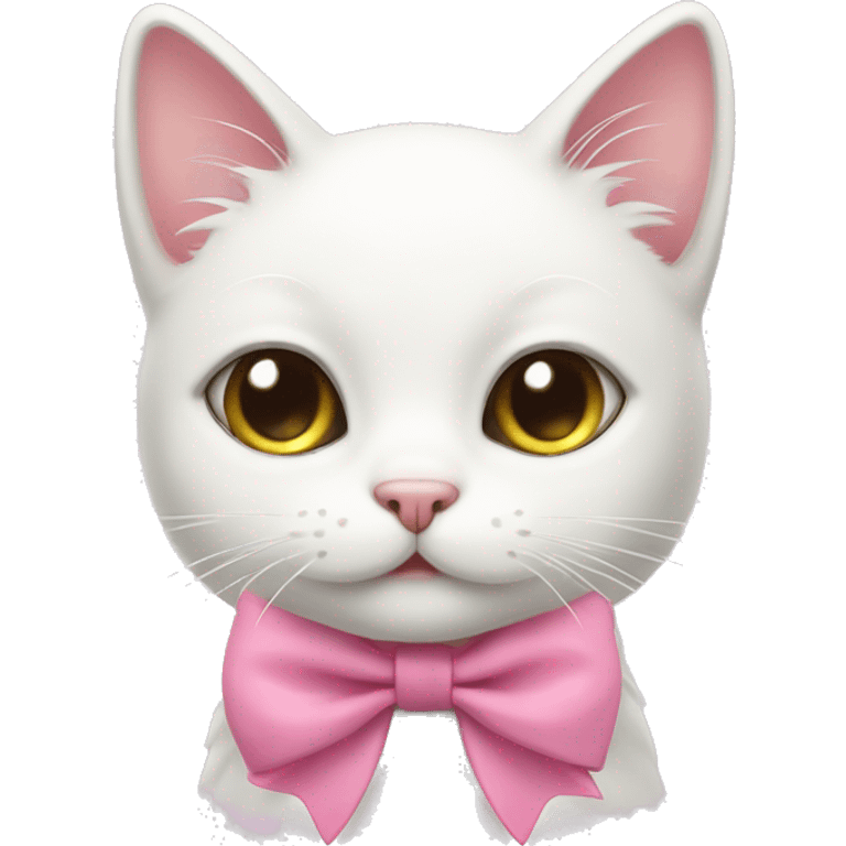 Cute White Cat With Pink Bow emoji