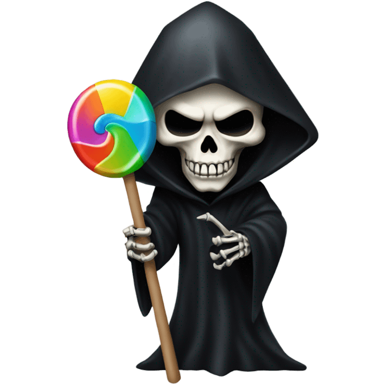 Evil skull grim reaper holding a lollipop  emoji