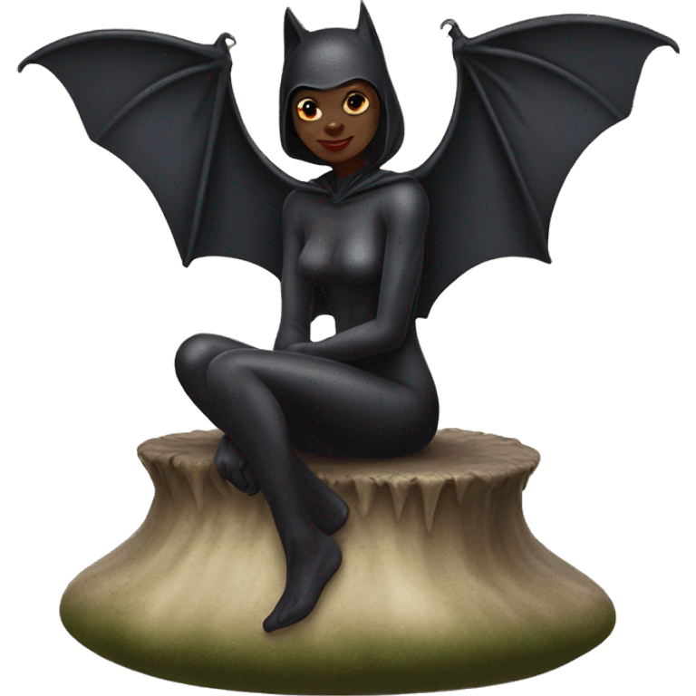 bat woman sitting on a toadstool emoji