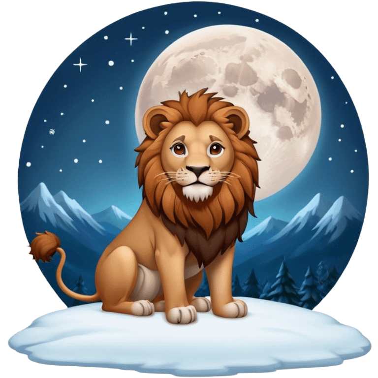 Full snow moon with lion emoji