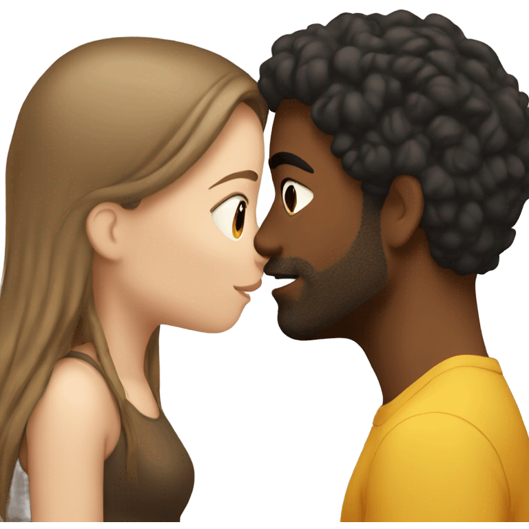 brown spanish man with brown hair kissing white girl with black hair   emoji