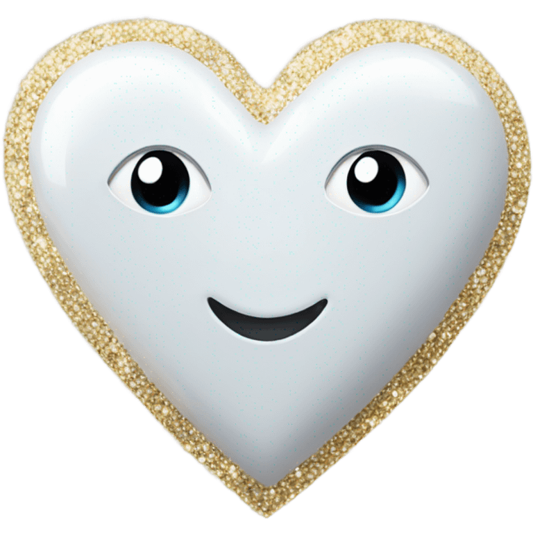 White glitter heart gem emoji