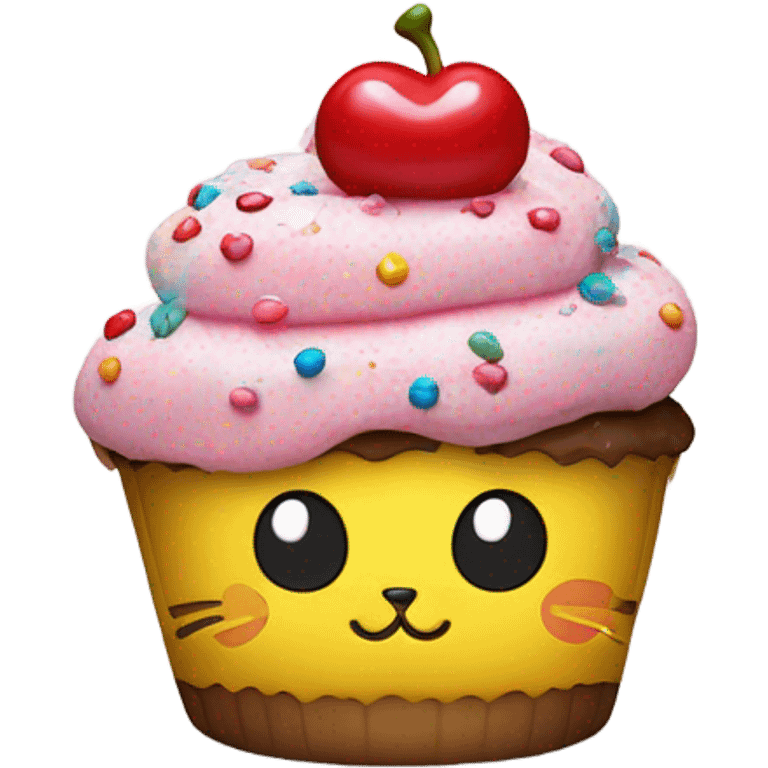 Hello kitty holding a cute cupcake emoji