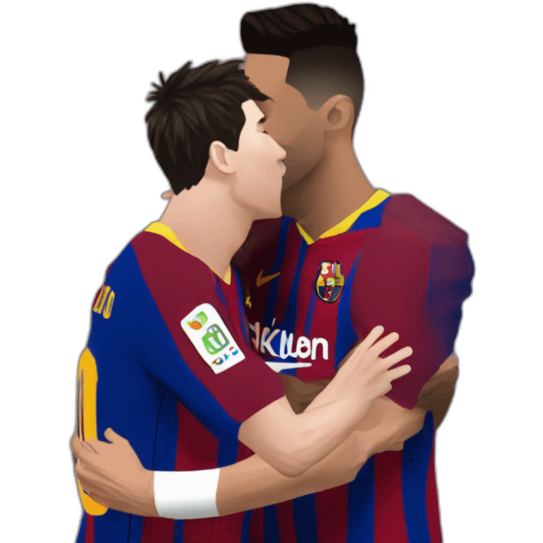 Messi kissing Ronaldo emoji