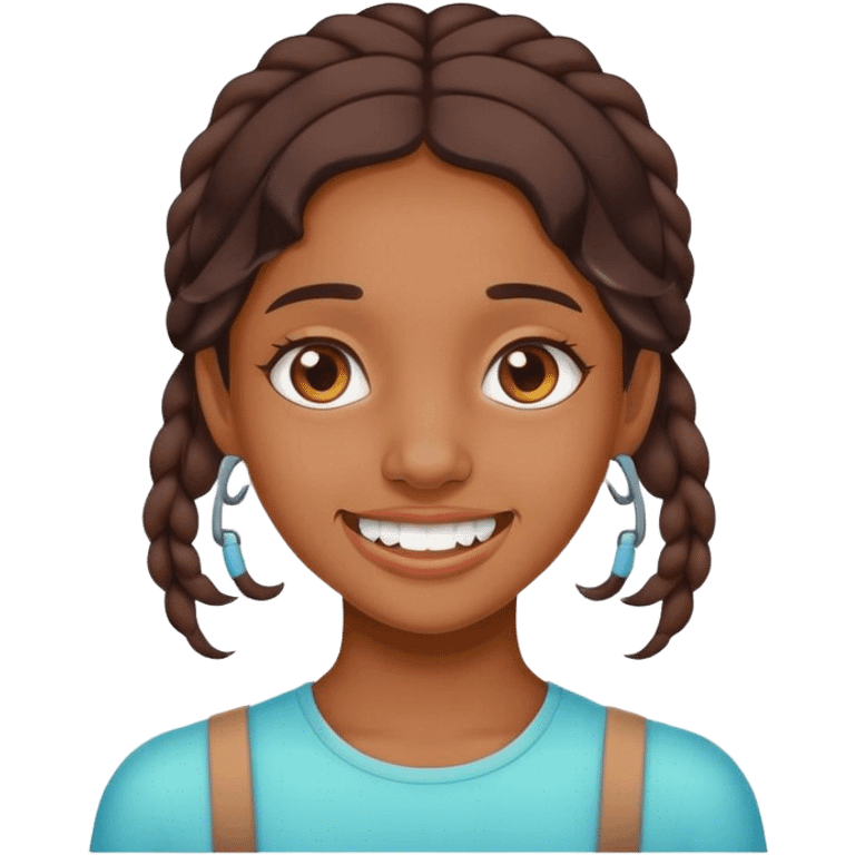 Brown head girl with braces emoji