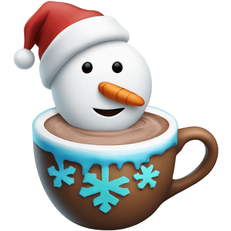 Christmas snowman happy with hot chocolate  emoji