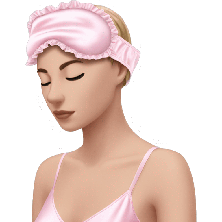 Light pink Frilly satin sleep mask no eyes emoji