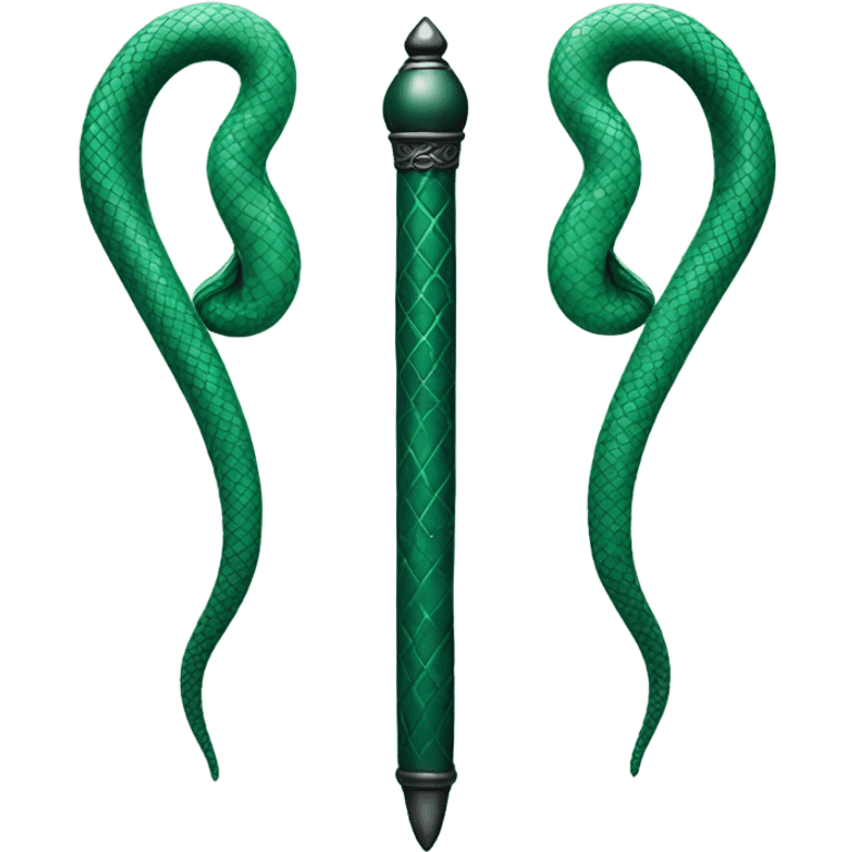 dark green magic wand Slytherin emoji