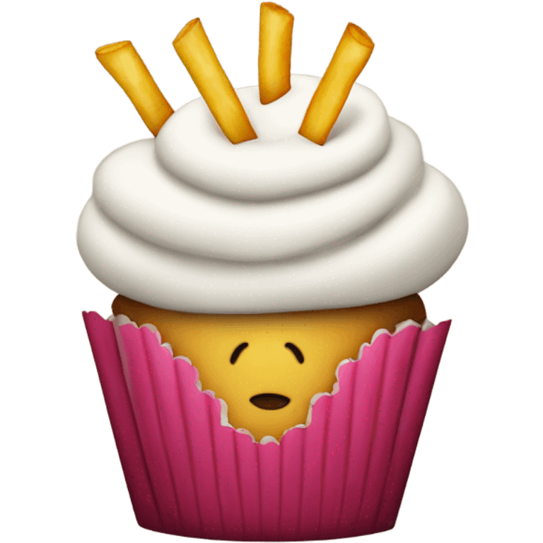 Fancy cupcake with French fries  emoji