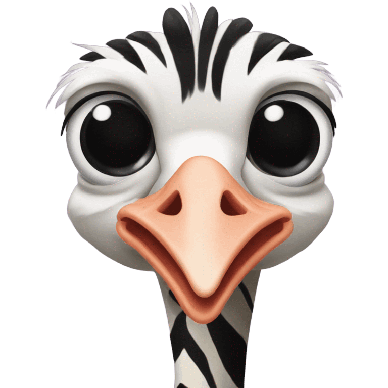 Ostrich flying with chicken feet and zebra head emoji