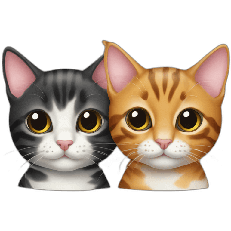 two-cats-bengal-and-cat-black-kitten-together emoji