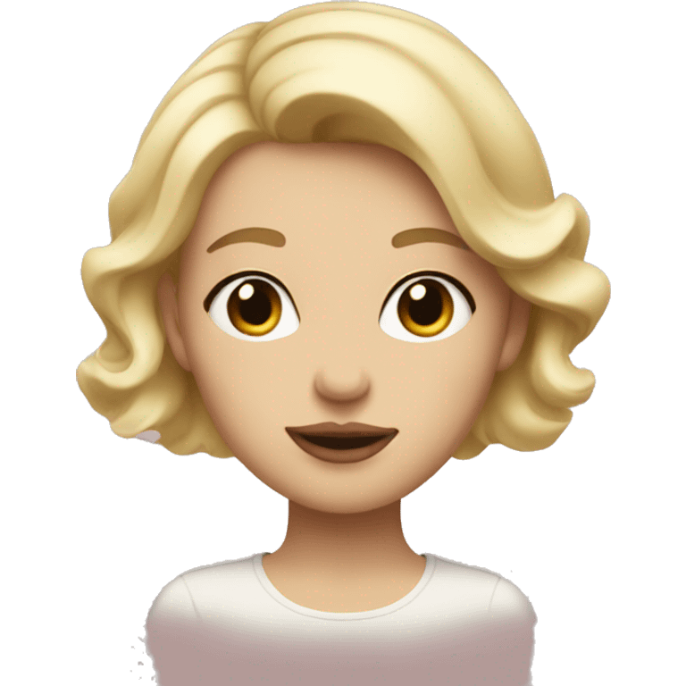 Blonde girl with short hair and dusty pink lips happy emoji