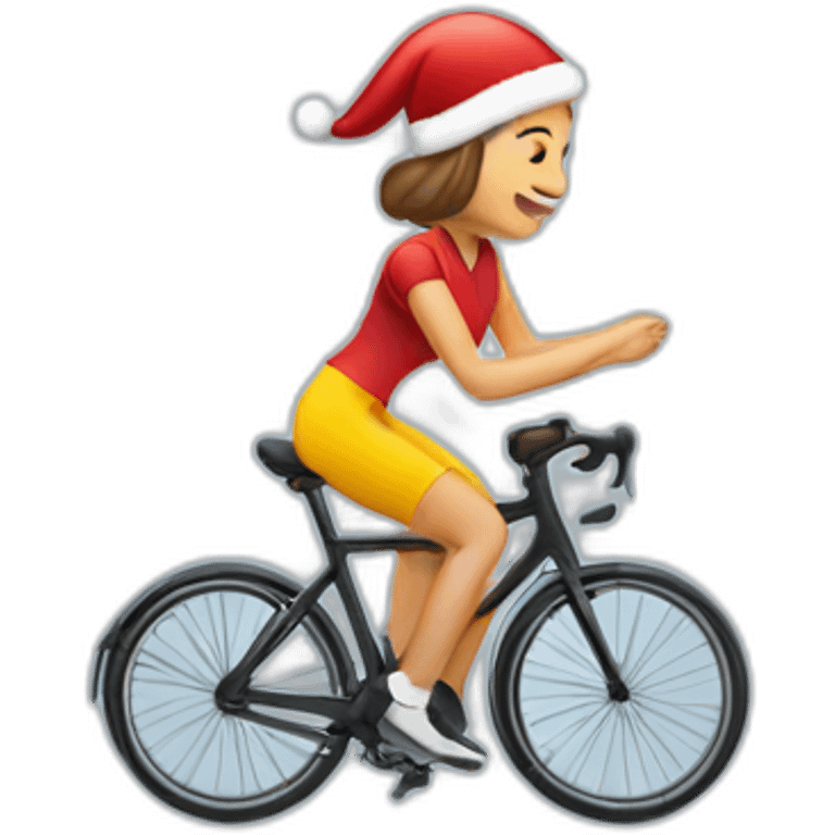 Ciclista mujer con gorro de navidad emoji