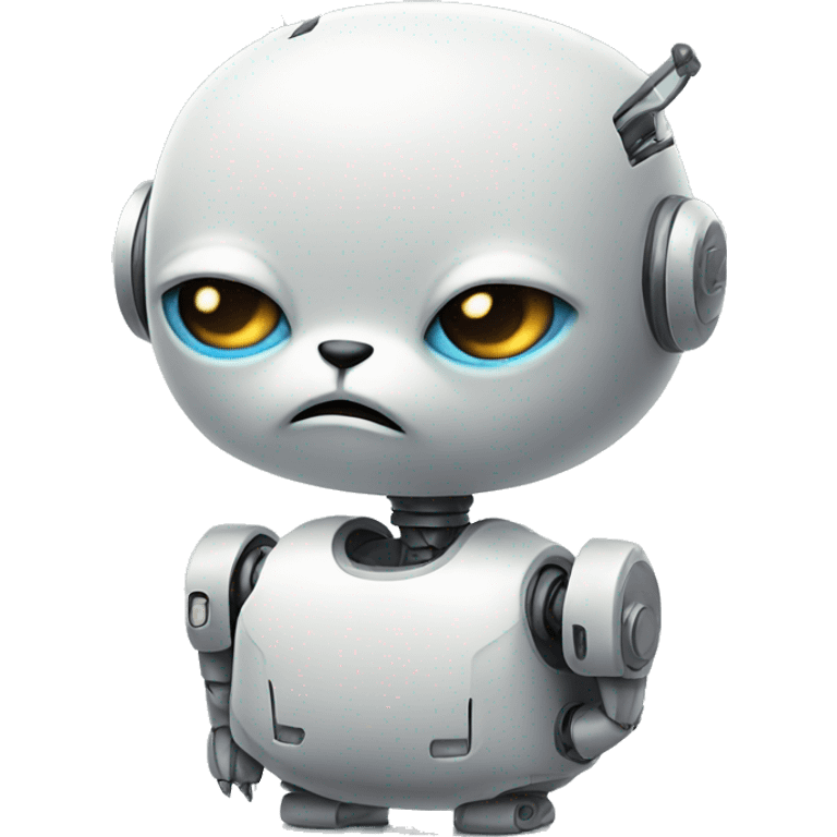 Sad Robot fried with white kitten emoji