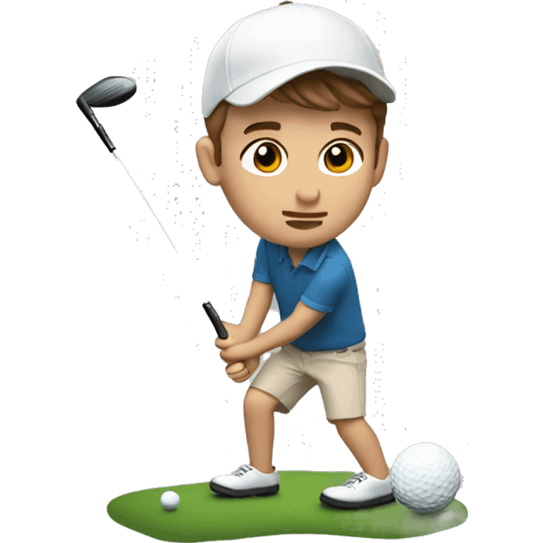 White Boy with brown hair playing golf but falling emoji