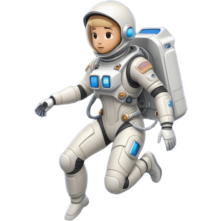  Cinematic Realistic Astronaut with Jetpack – A futuristic astronaut in a sleek, high-tech spacesuit, propelling forward with an advanced jetpack. The suit’s intricate details shimmer under distant starlight, with thrusters emitting a soft, controlled blue glow. emoji