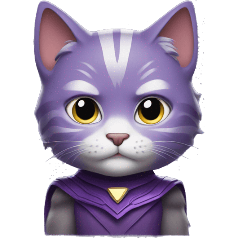 Purple cat in Thor costume emoji