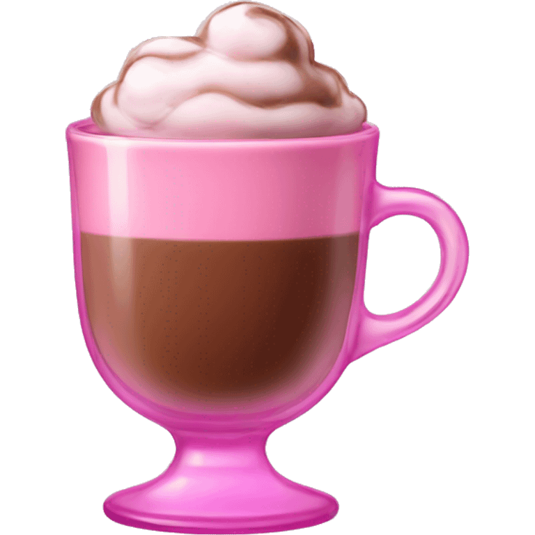 pink glass with hot chocolate emoji