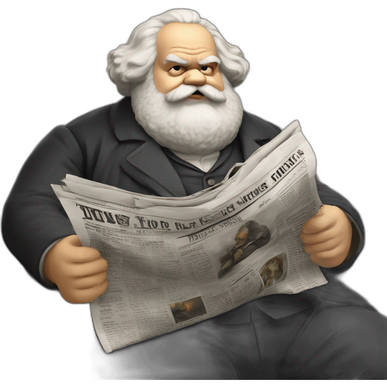 fat karl marx drinks beer and reads the newspaper emoji